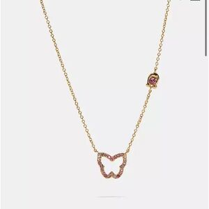 Coach Butterfly necklace with pink Swarovski crystals